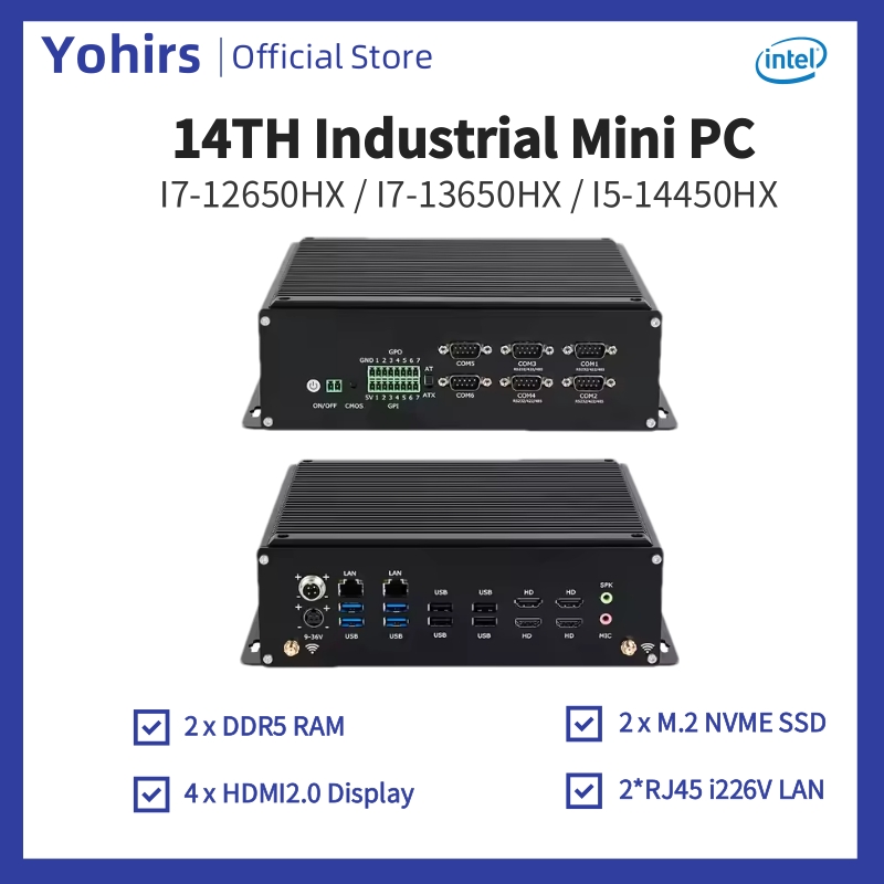Fanless Industrial Pc Rs485 Core I7 - 14ème Mini Pc industriel i5-14450HX i7-13650HX