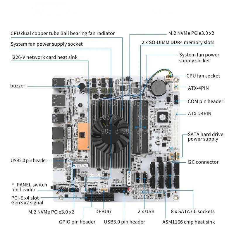 Carte mère NAS Mini-ITX M11 bl - Nas Motherboard 8 Sata Mini Itx avis et prix